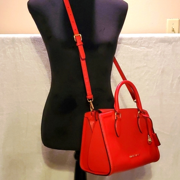 Michael Kors Zoe Crossbody / Handbag ~ Red Pebbled Leather ~ Goldtone…BOGO HALF